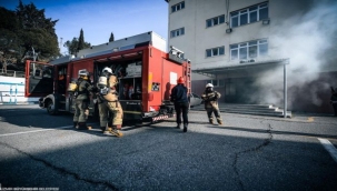 İtfaiye ekiplerinden polis okulunda yangın tatbikatı